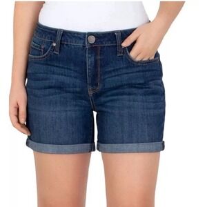 Seven 7 Weekend Denim Shorts Womens Blue Jeans Bottoms Dark Wash Folded Cuffs 4